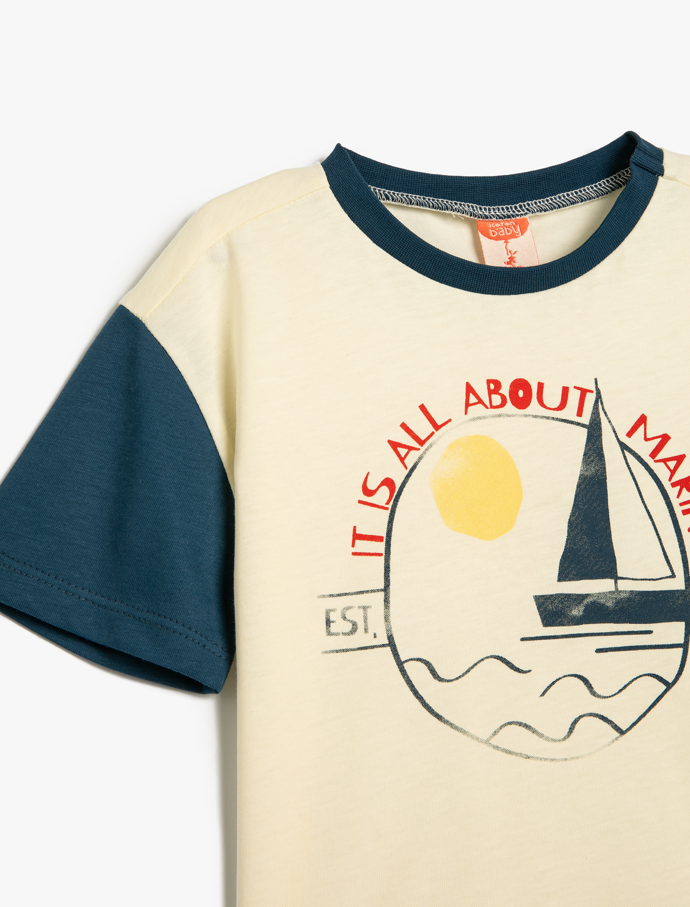 Erkek Bebek Tişört Yaz Temalı Kısa Kollu Bisiklet Yaka Pamuklu