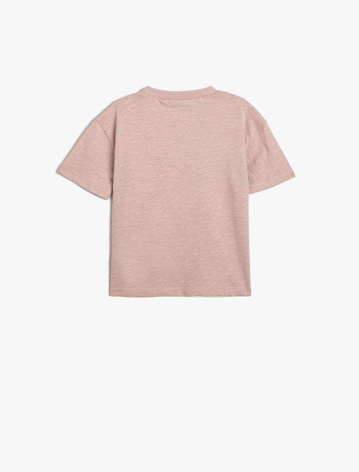 Erkek Bebek Tişört Kısa Kollu Bisiklet Yaka Köpek Baskılı Pamuklu