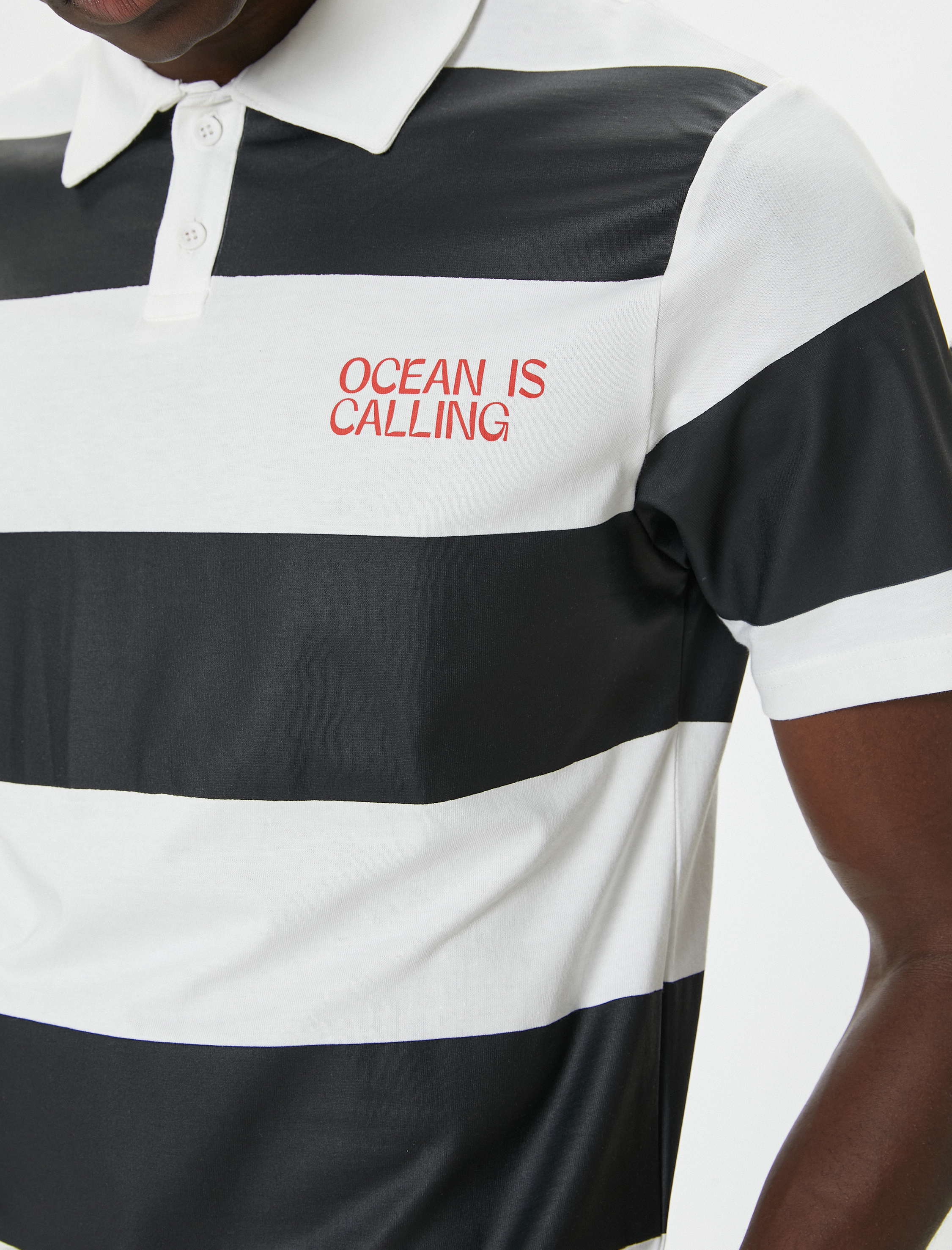   Polo Yaka Tişört Slogan Baskılı Kısa Kollu