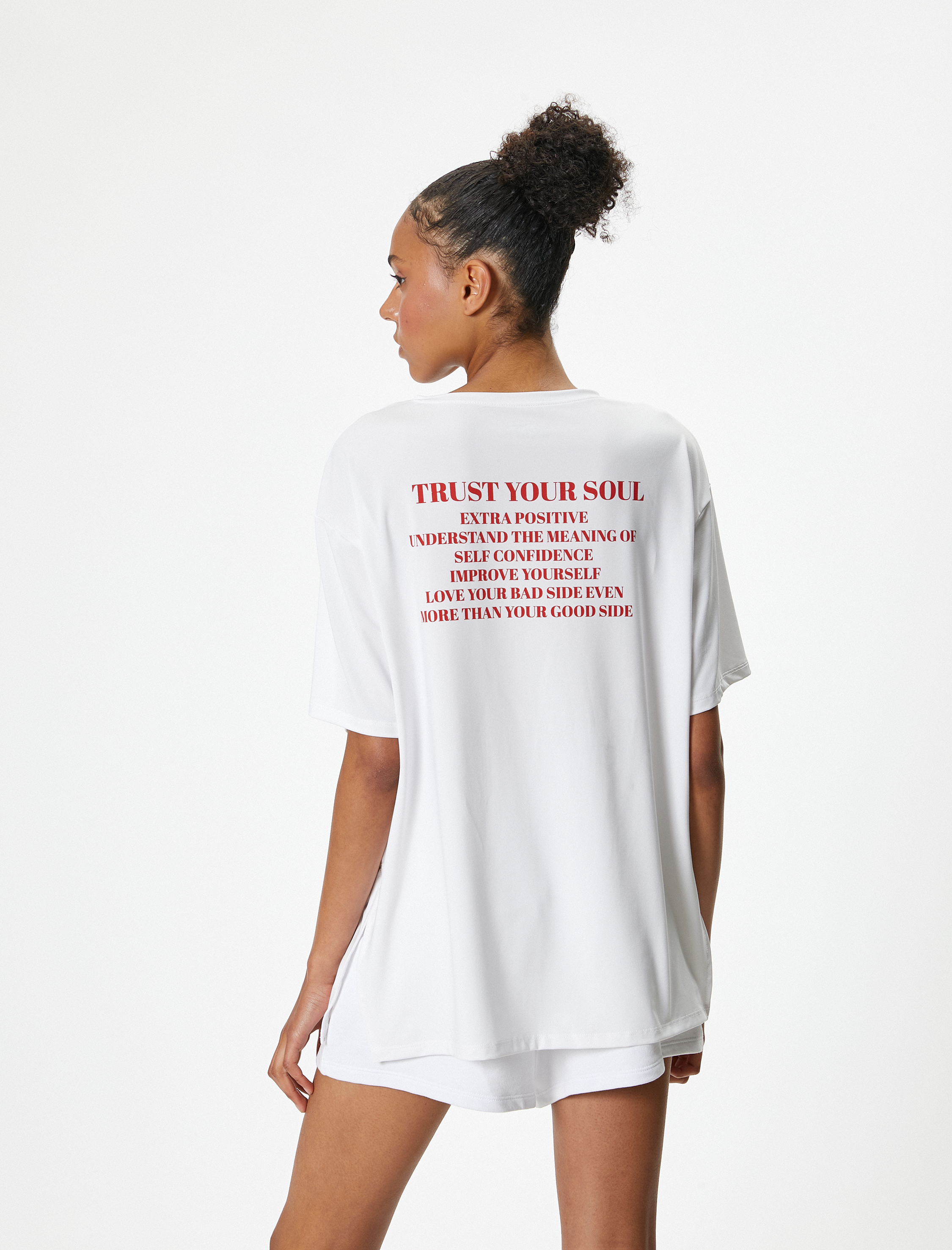   Oversize Arkası Baskılı Kısa Kollu Spor Tişört