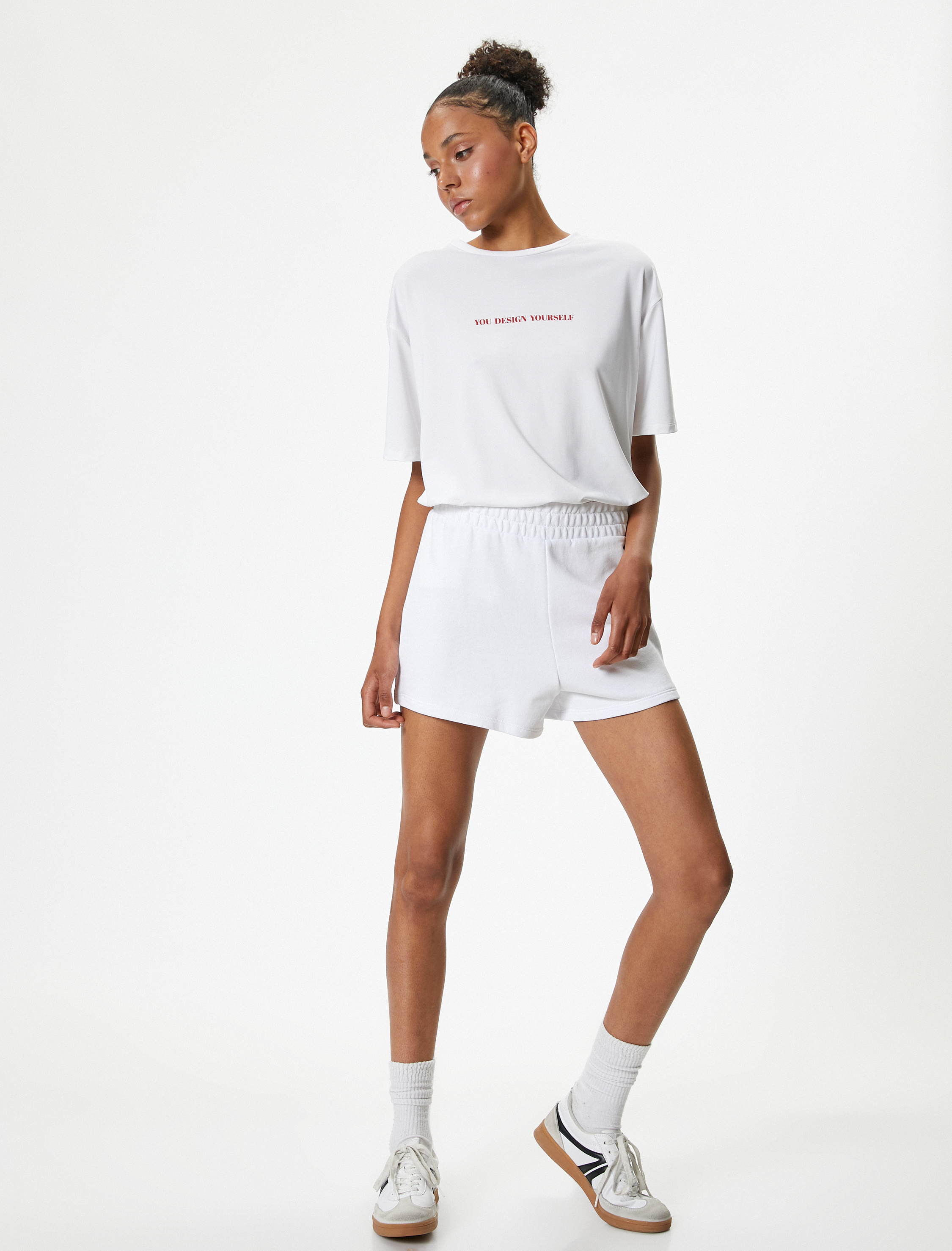   Oversize Arkası Baskılı Kısa Kollu Spor Tişört