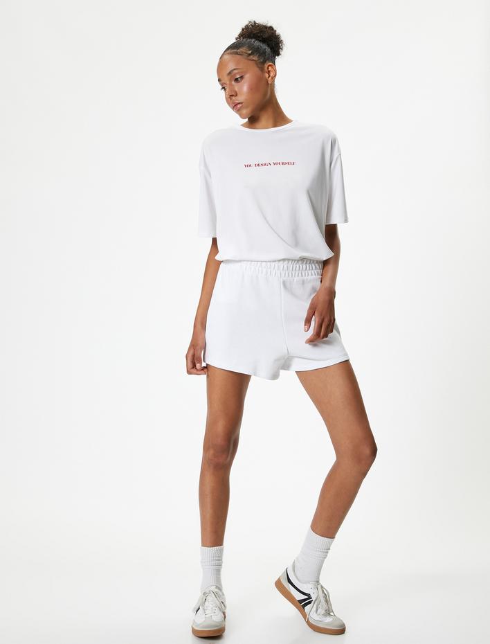  Oversize Arkası Baskılı Kısa Kollu Spor Tişört
