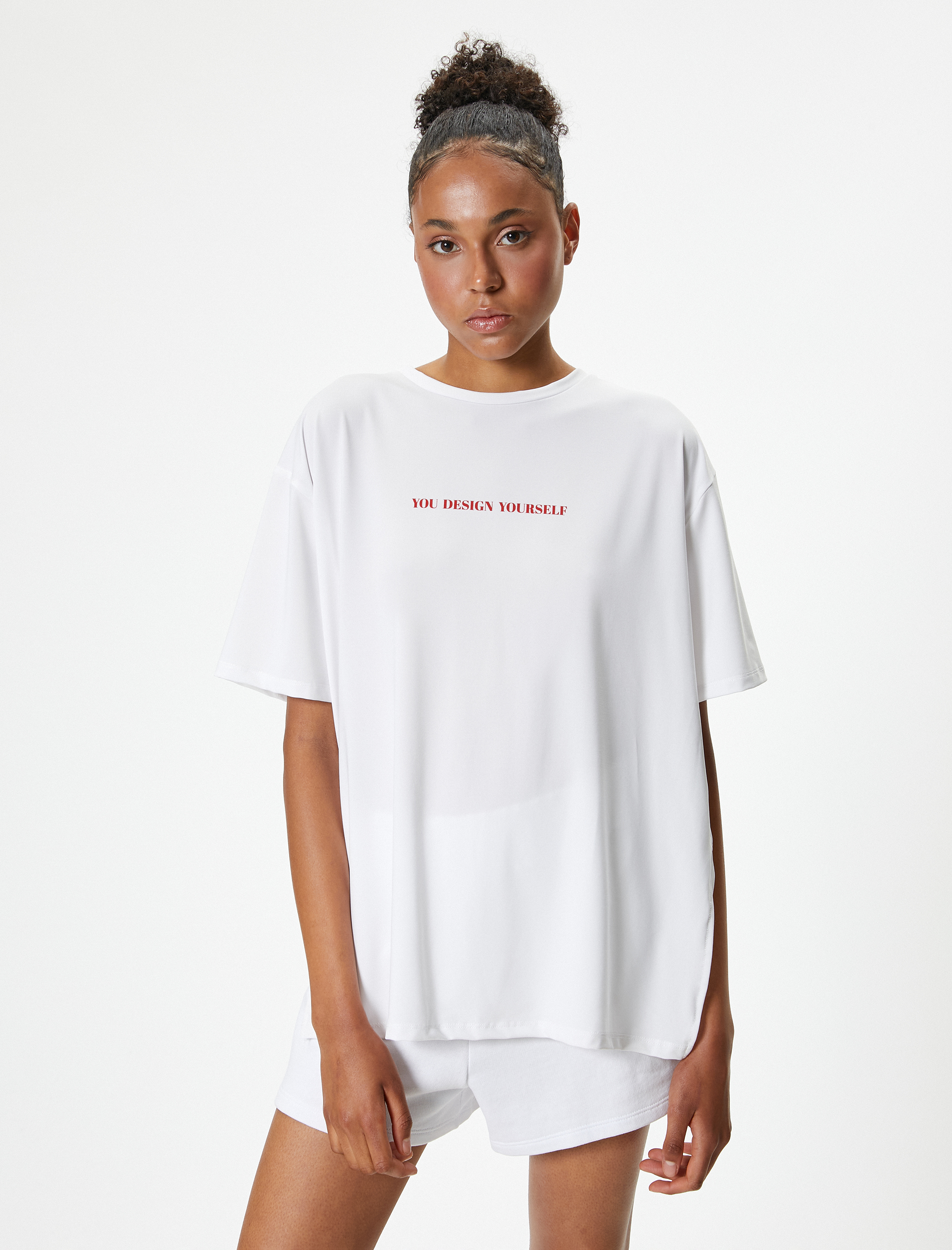   Oversize Arkası Baskılı Kısa Kollu Spor Tişört