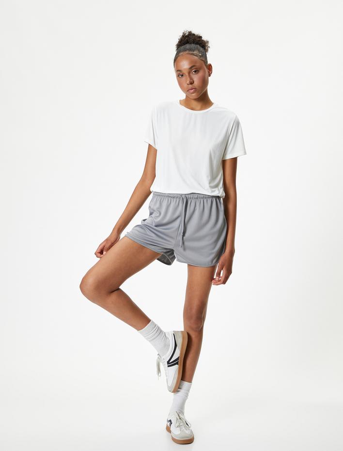  Spor Tişört Sırt Detaylı Oversize Bisiklet Yaka Kısa Kollu