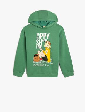 Kapşonlu Sweatshirt Anime Baskılı Uzun Kollu