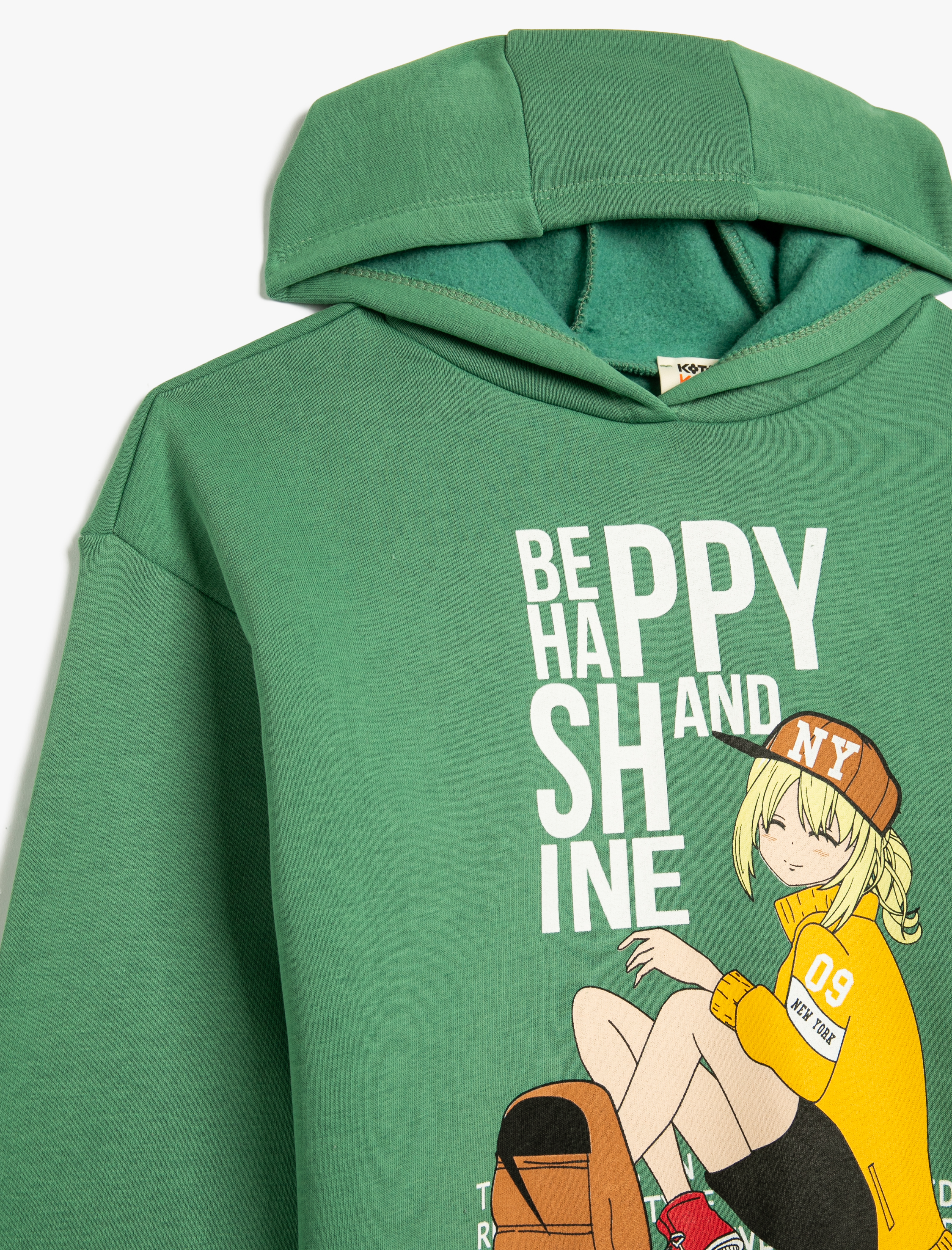  Kız Çocuk Kapşonlu Sweatshirt Anime Baskılı Uzun Kollu Şardonlu