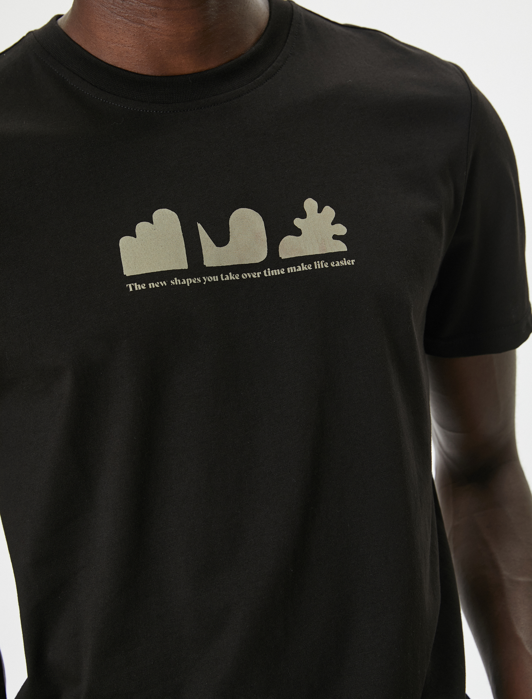   Arkası Baskılı Tişört Bisiklet Yaka Kısa Kollu Pamuklu