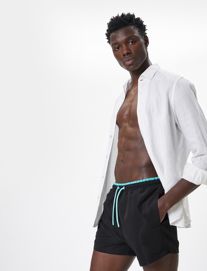  Deniz Şortu Mini Oversize Beli Bağcıklı