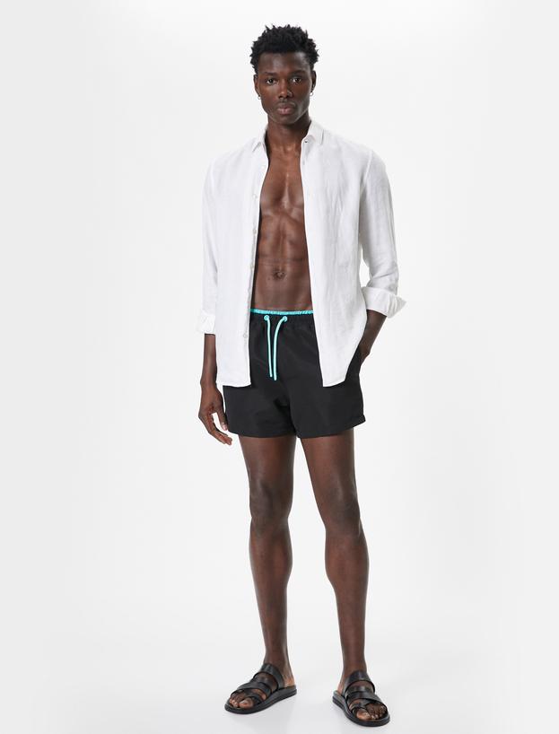 Deniz Şortu Mini Oversize Beli Bağcıklı_0