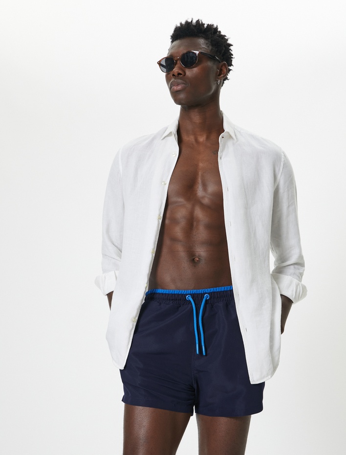  Deniz Şortu Mini Oversize Beli Bağcıklı