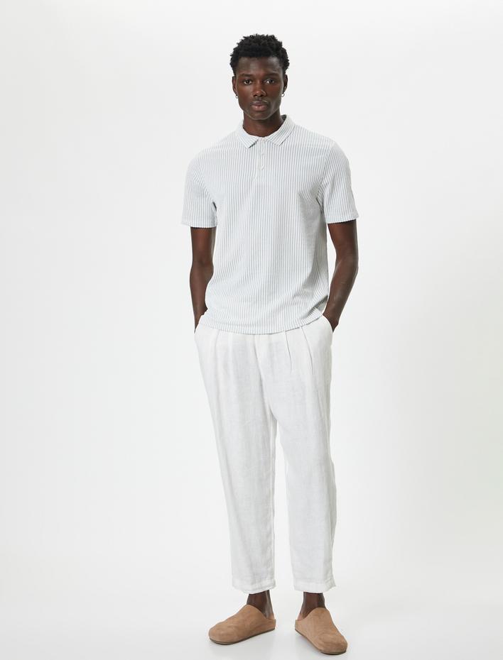  Polo Yaka Tişört Kısa Kollu Düğme Detaylı