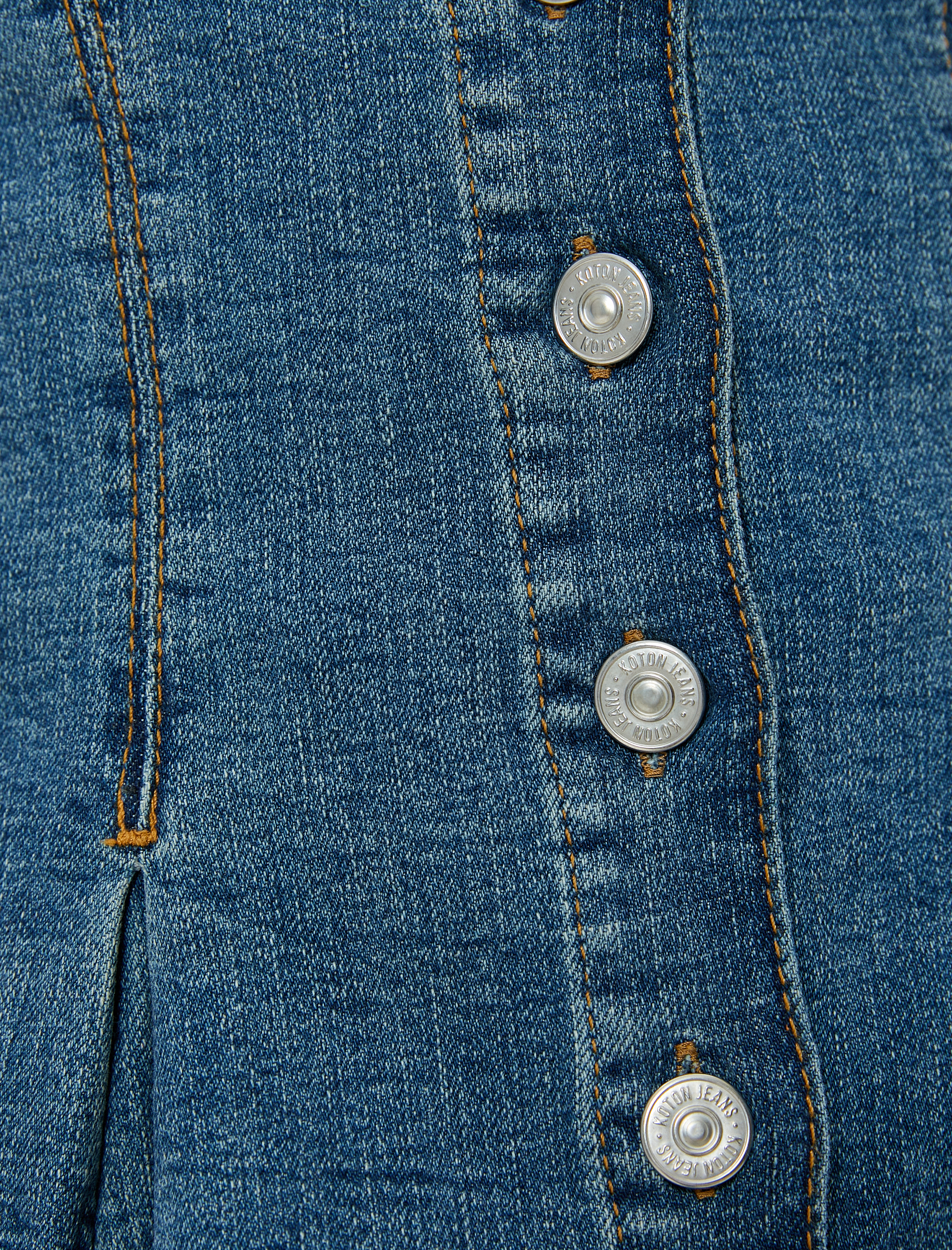   Straplez Düğmeli Denim Üst