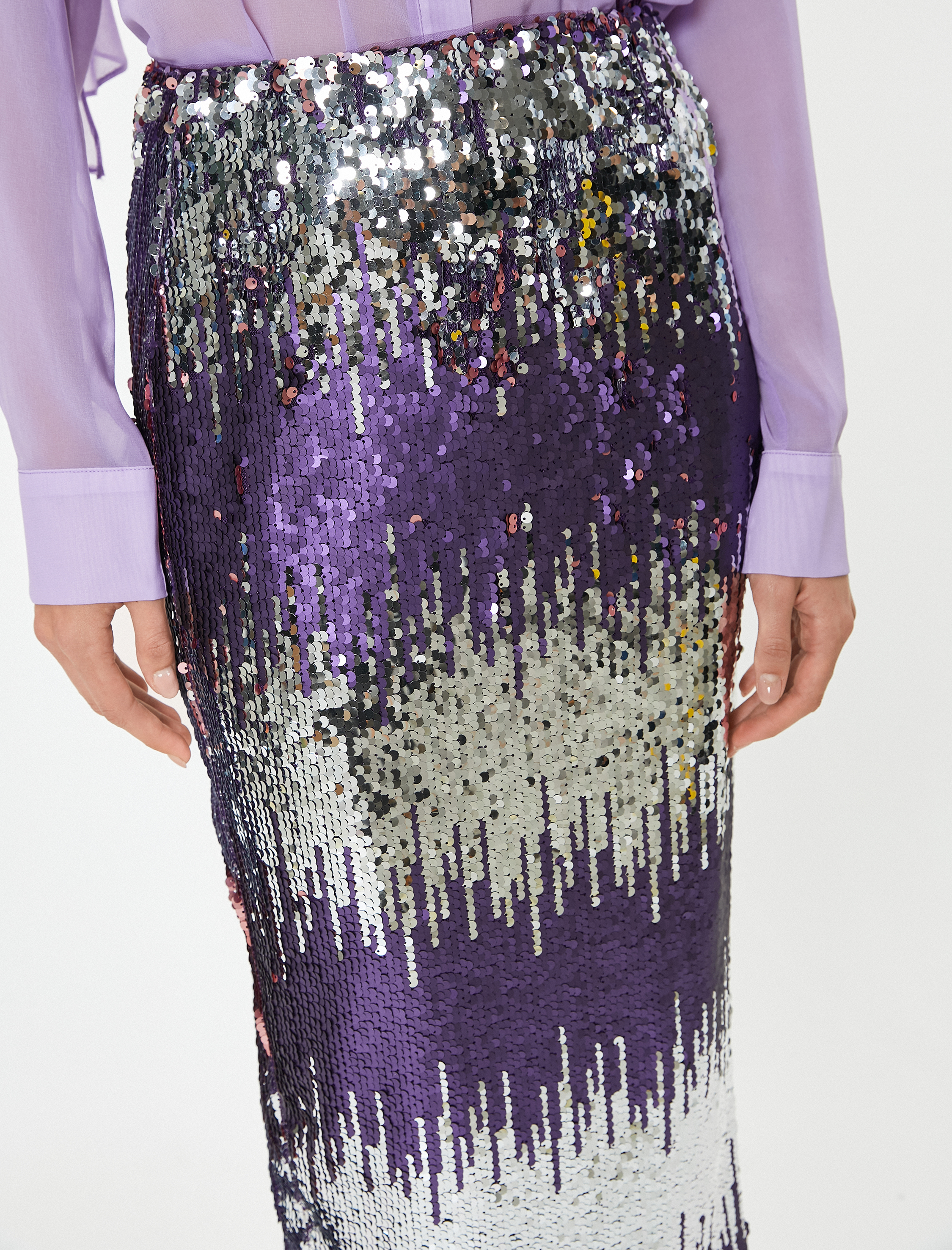   Midi Payetli Pullu Etek