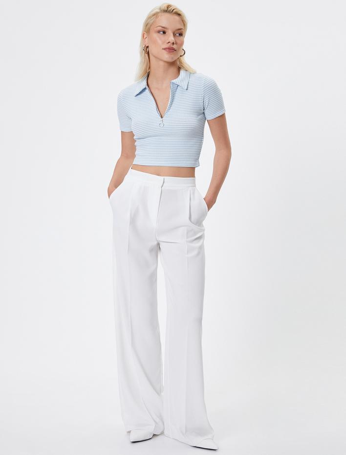  Polo Yaka Tişört Kısa Kollu Yarım Fermuarlı