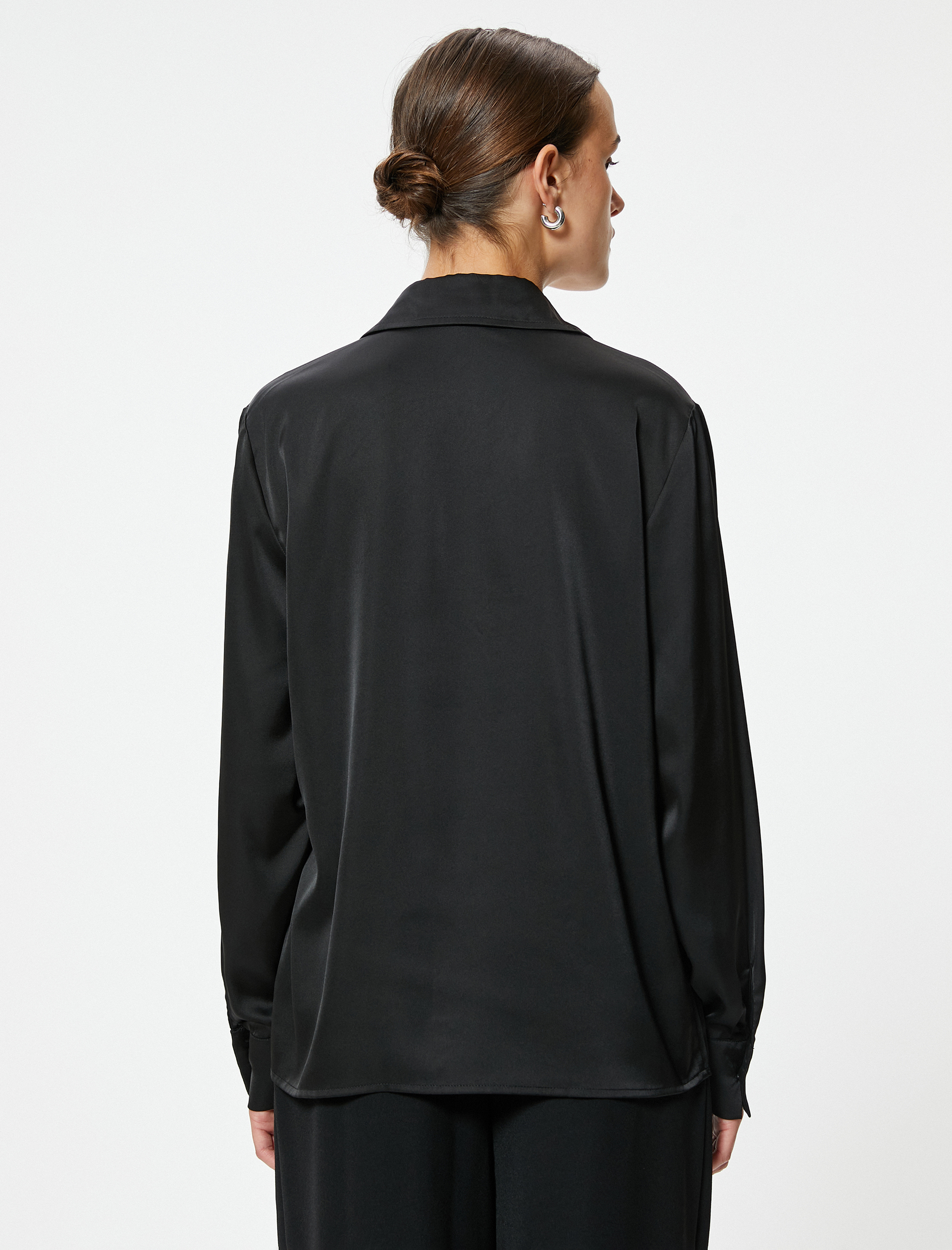   Saten Gömlek Uzun Kollu Düğmeli Standart Kesim