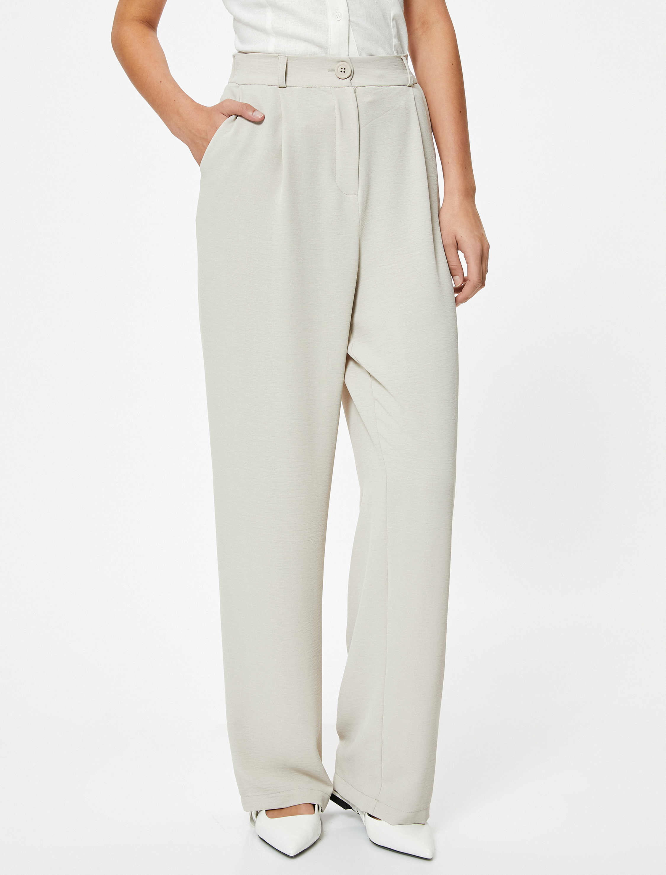   Bol Paça Pantolon Normal Bel Cep Detaylı