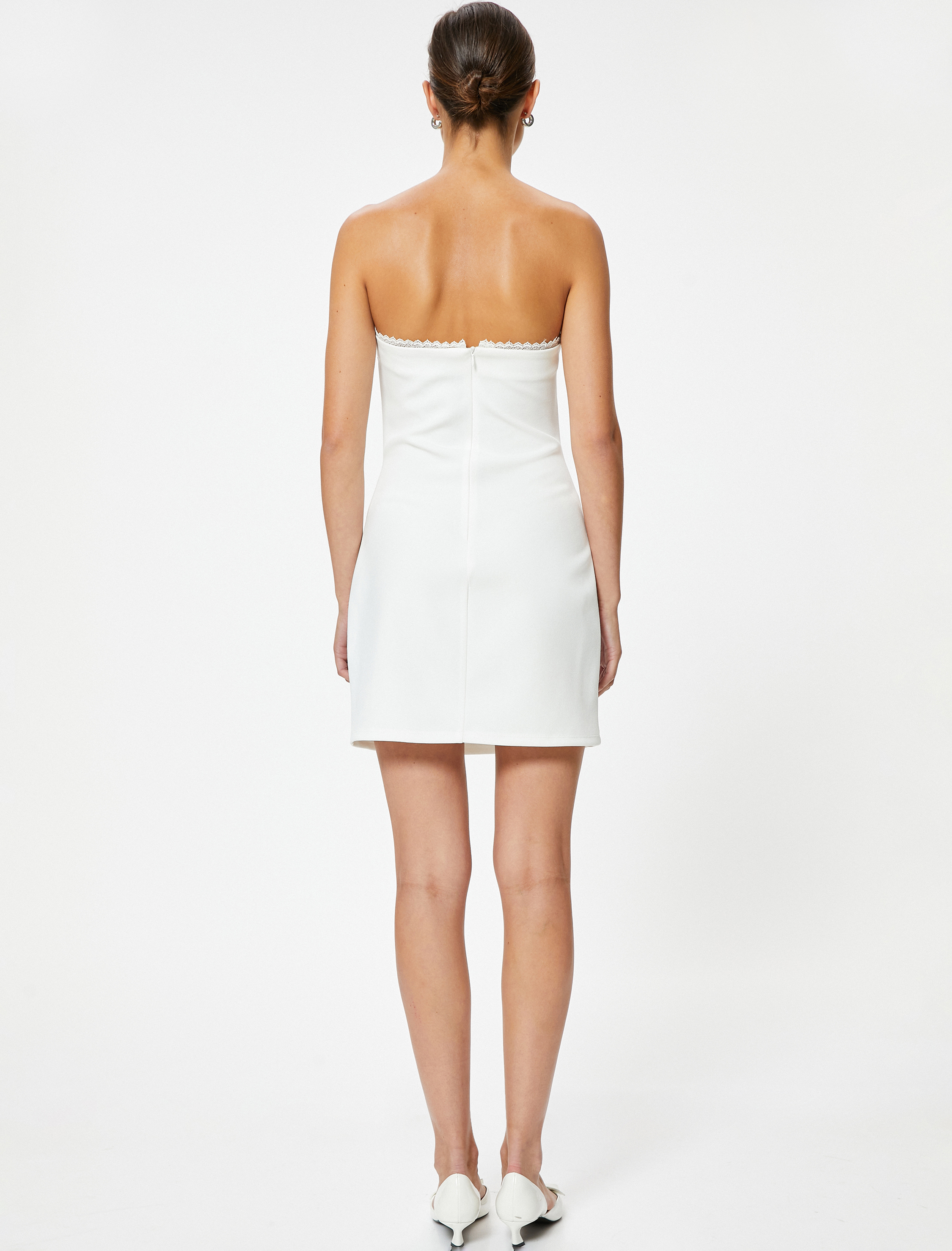   Koton X Sibil Çetinkaya - Straplez Mini Elbise Krep Scuba Kumaş