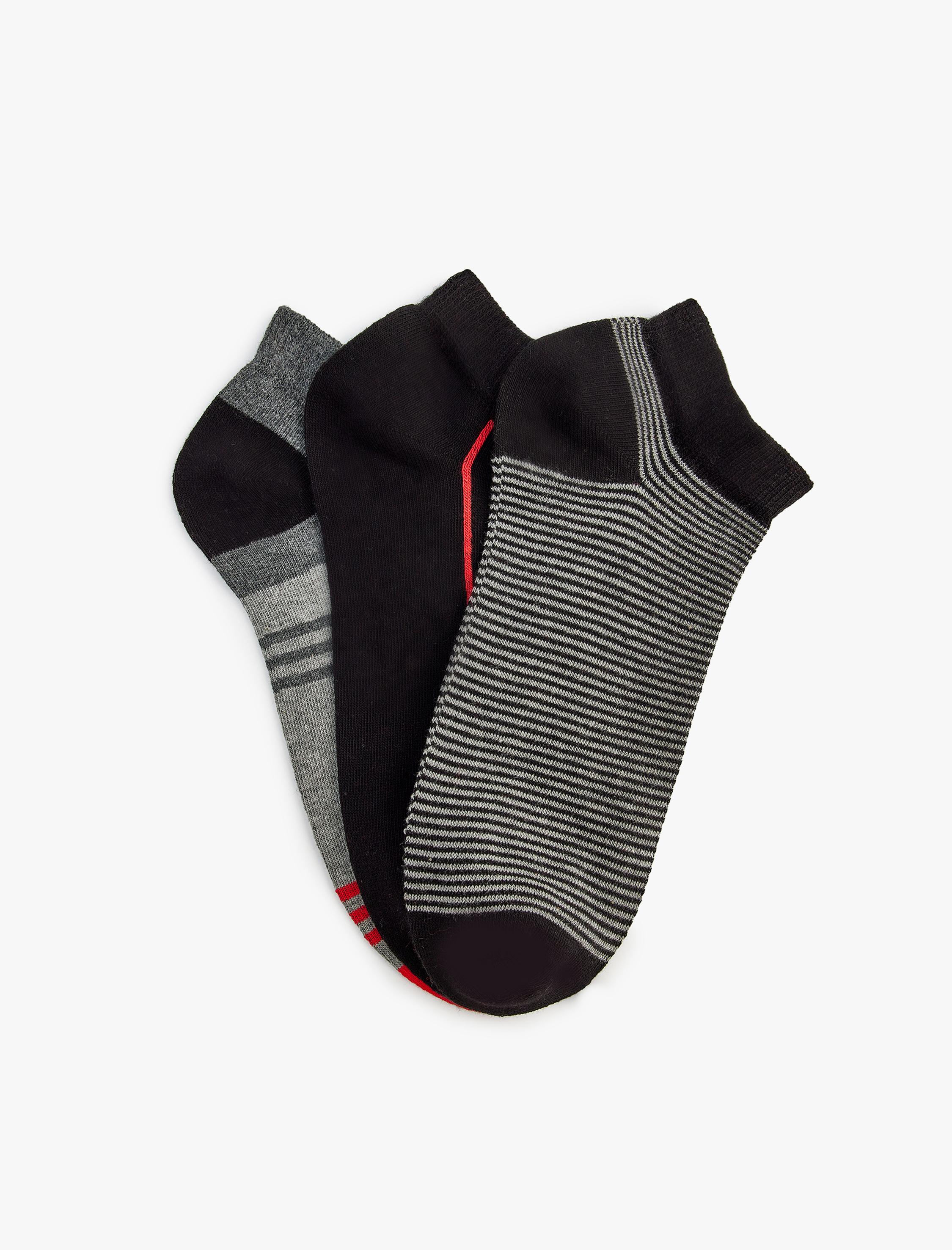  Erkek 3'lü Patik Çorap Seti Çok Renkli Pamuk Karışımlı