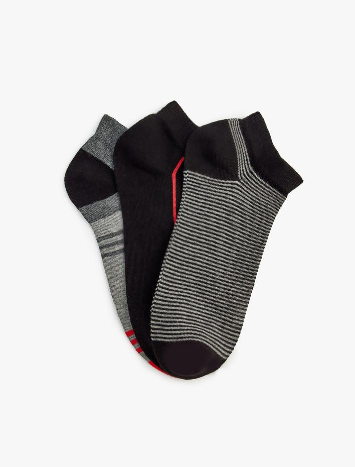 Erkek 3'lü Patik Çorap Seti Çok Renkli Pamuk Karışımlı