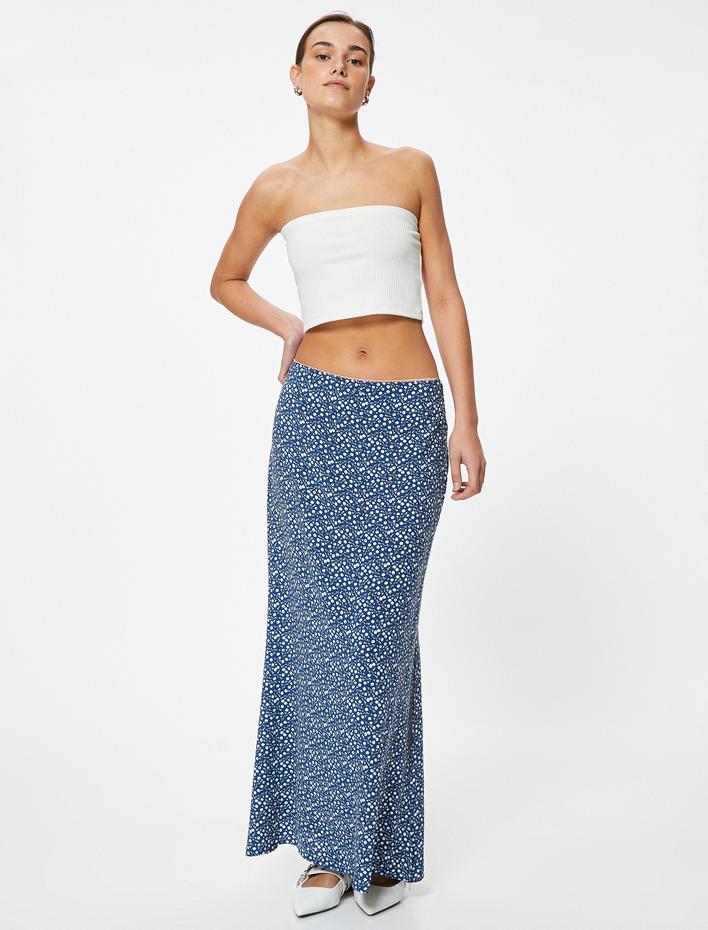  Çiçekli Uzun Etek Yüksek Bel