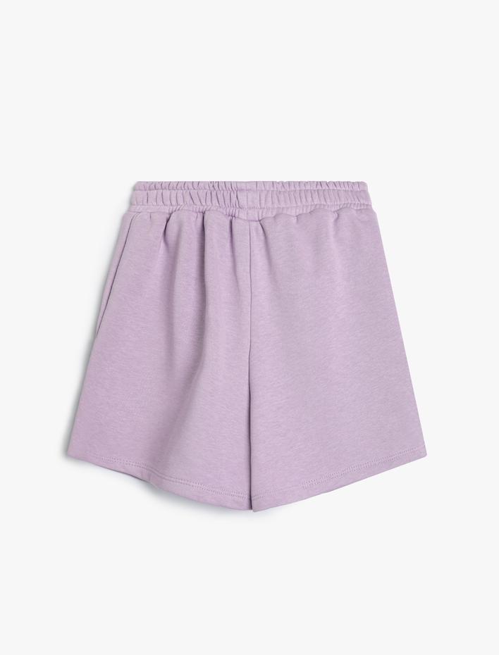 Kız Çocuk Şort Beli Bağlamalı Lastikli Cepli Kelebek İşleme Detaylı