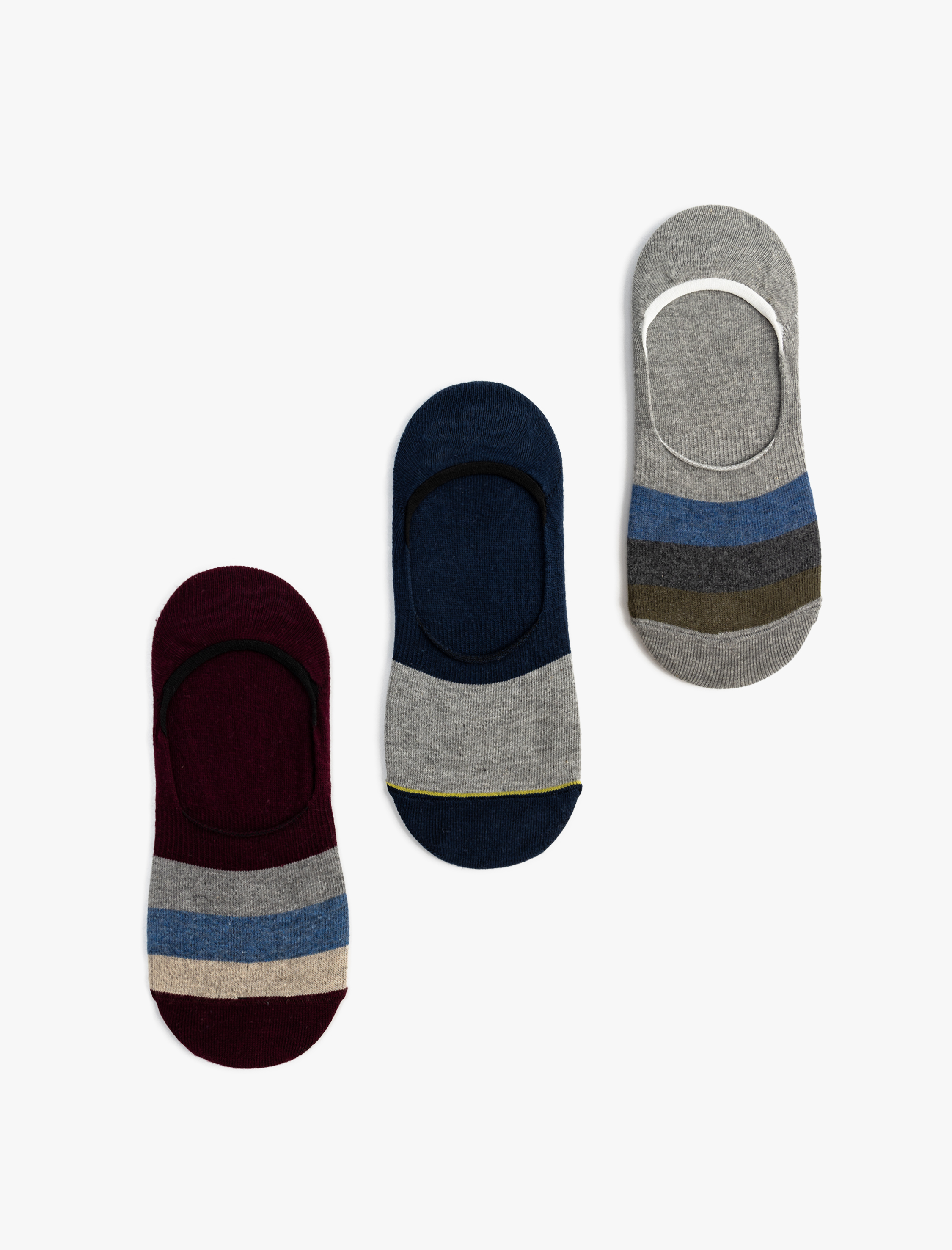  Erkek 3'lü Babet Çorap Seti Çok Renkli Renk Bloklu Pamuk Karışımlı