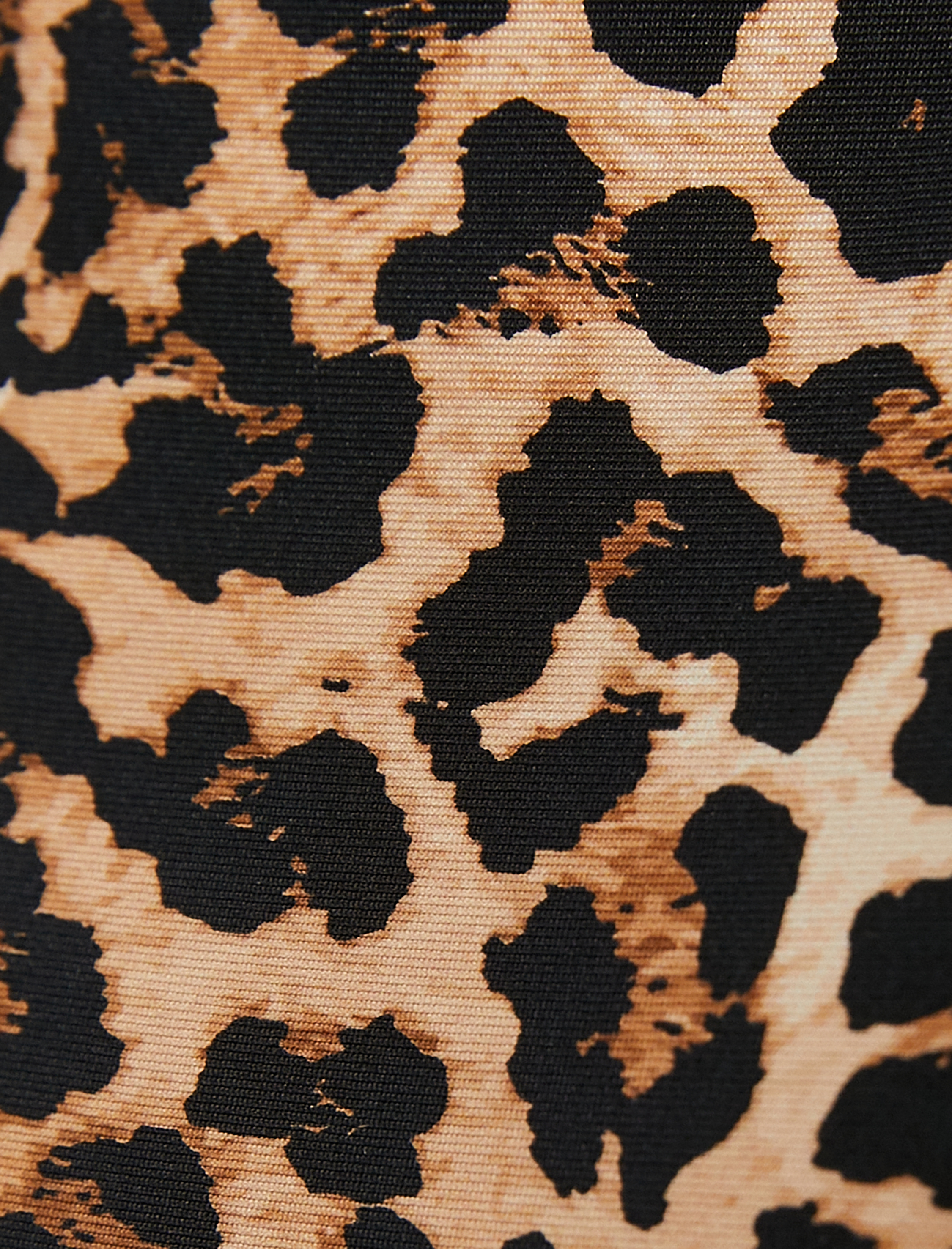   Leopar Desenli Üst Kolsuz Yuvarlak Yaka