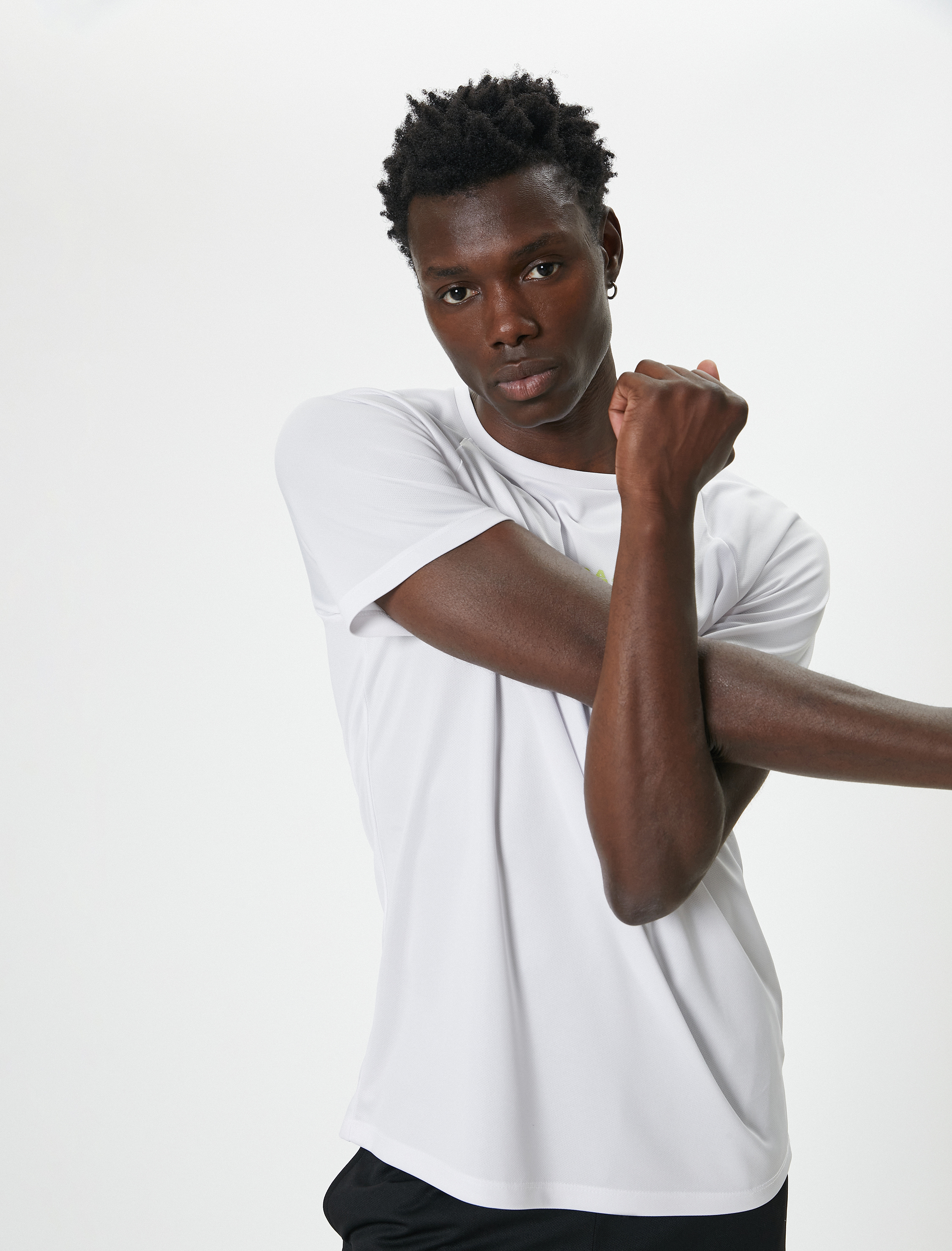   Slogan Baskılı Kısa Kollu Bisiklet Yaka Spor Tişört