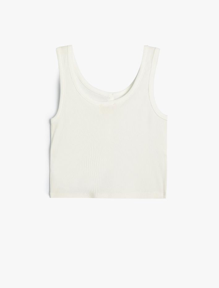 Kız Çocuk Crop Atlet Kolsuz Kalın Askılı U Yaka Düğme Detaylı