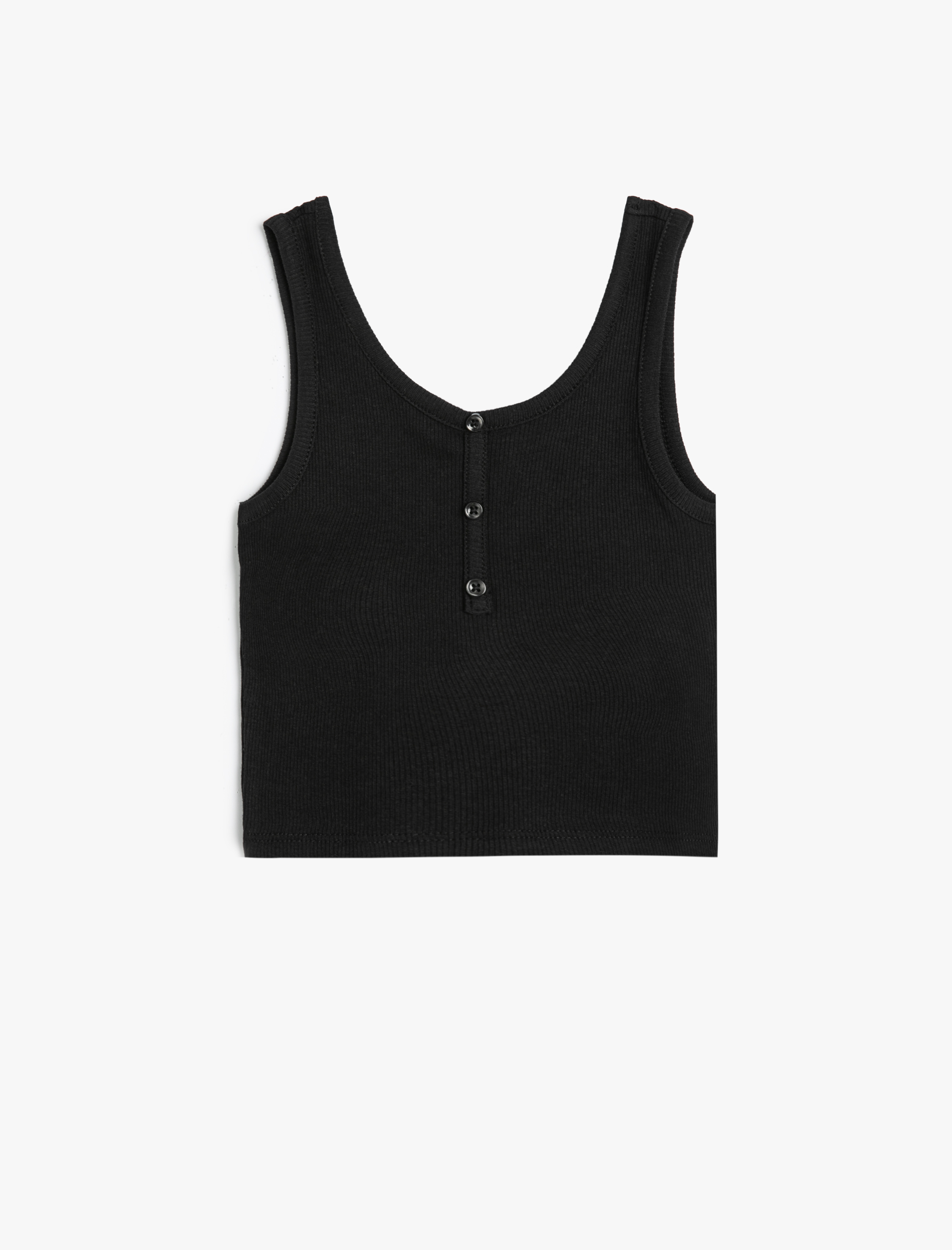Koton Crop Atlet Kolsuz Kalın Askılı U Yaka Düğme Detaylı -1