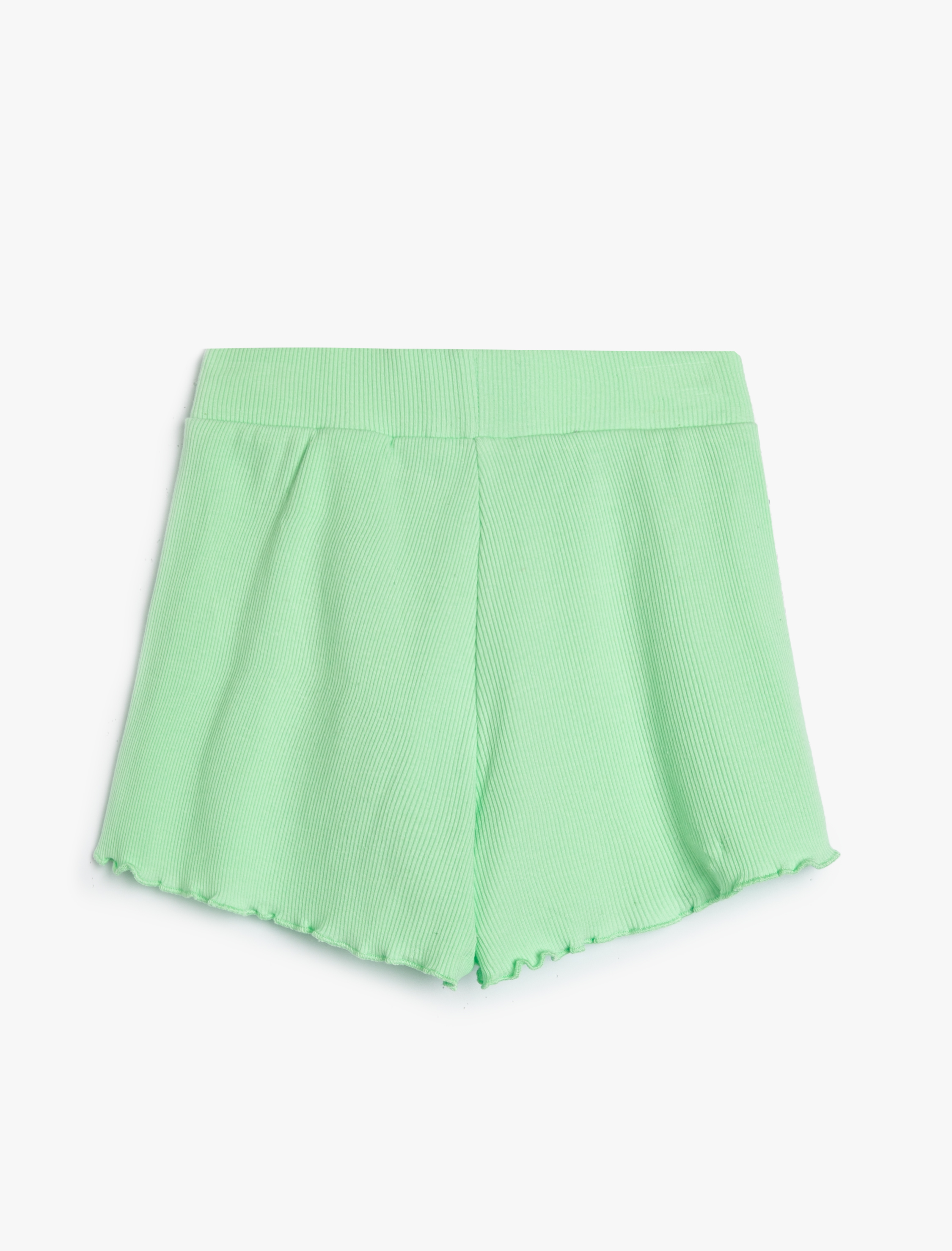  Kız Çocuk Fırfırlı Şort Beli Lastikli Ribanalı Pamuklu