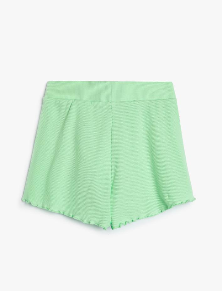 Kız Çocuk Fırfırlı Şort Beli Lastikli Ribanalı Pamuklu