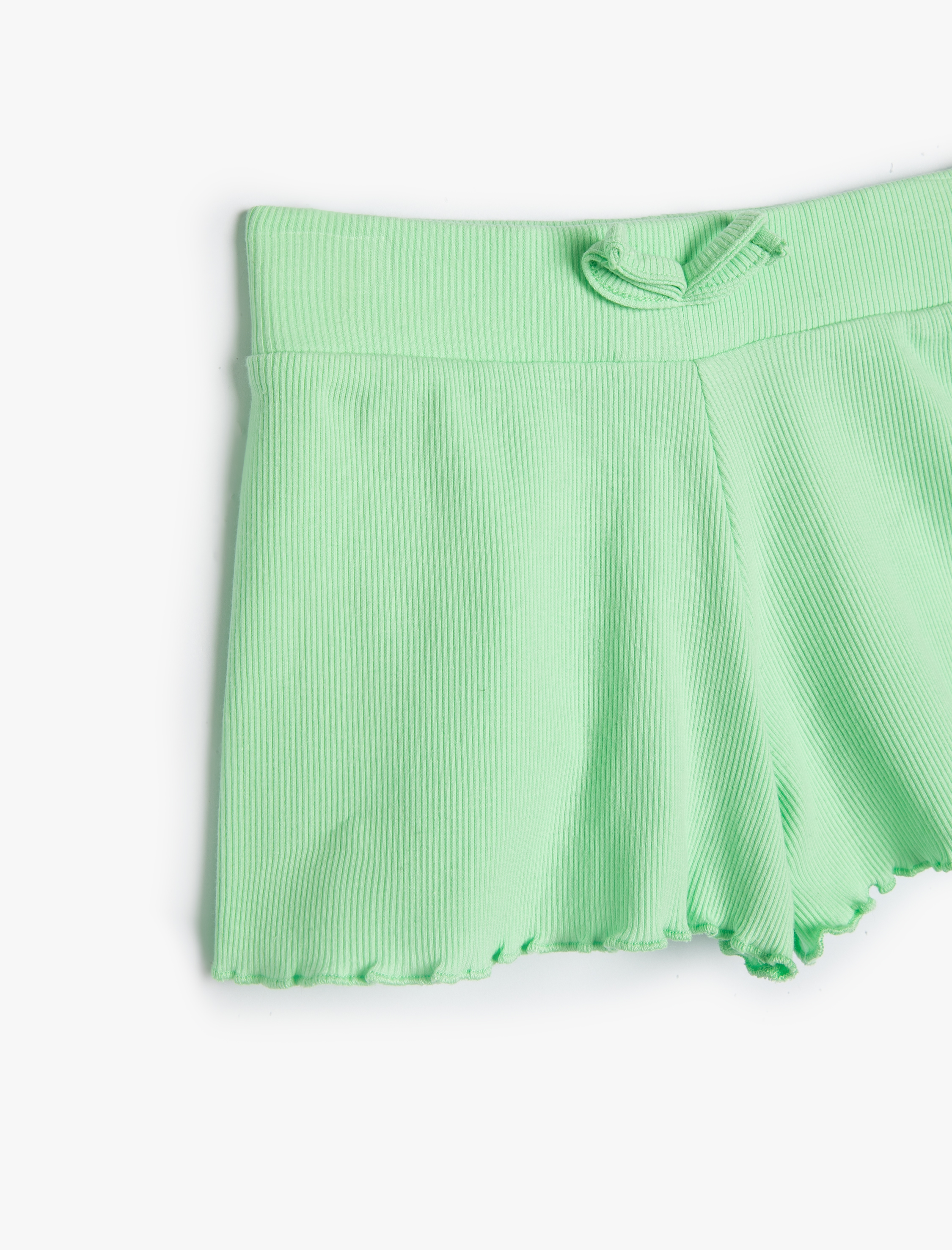  Kız Çocuk Fırfırlı Şort Beli Lastikli Ribanalı Pamuklu