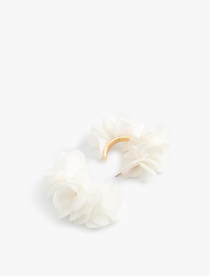 Kadın Çiçekli Halka Küpe Hacimli