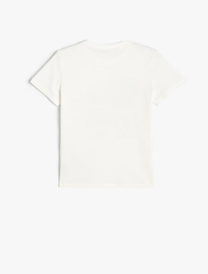 Erkek Çocuk Tişört Kısa Kollu Bisiklet Yaka Baskı Detaylı Pamuklu