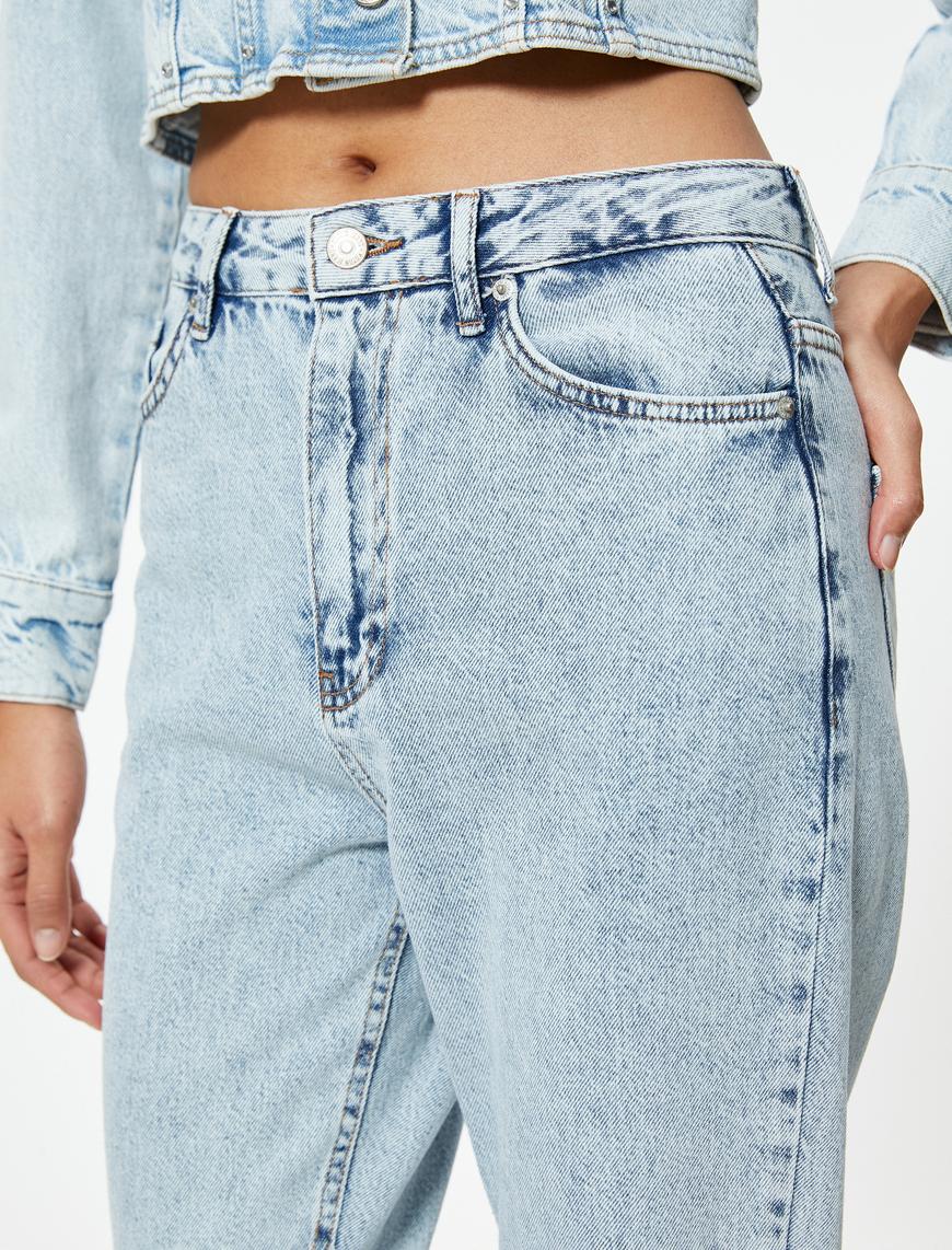   Yüksek Bel Kot Pantolon Crop Düz Paça - Mom Jean