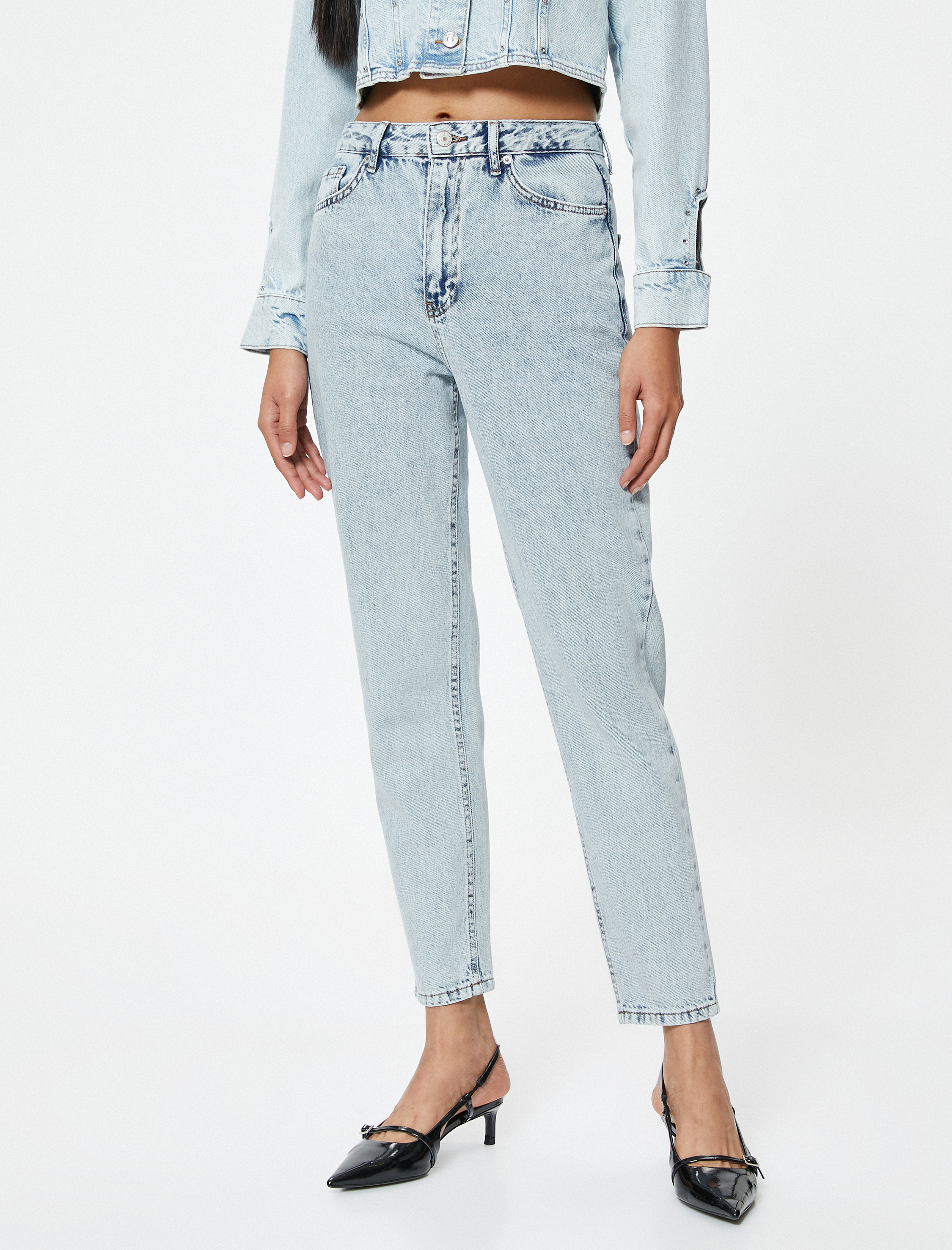 Yüksek Bel Kot Pantolon Crop Düz Paça - Mom Jean