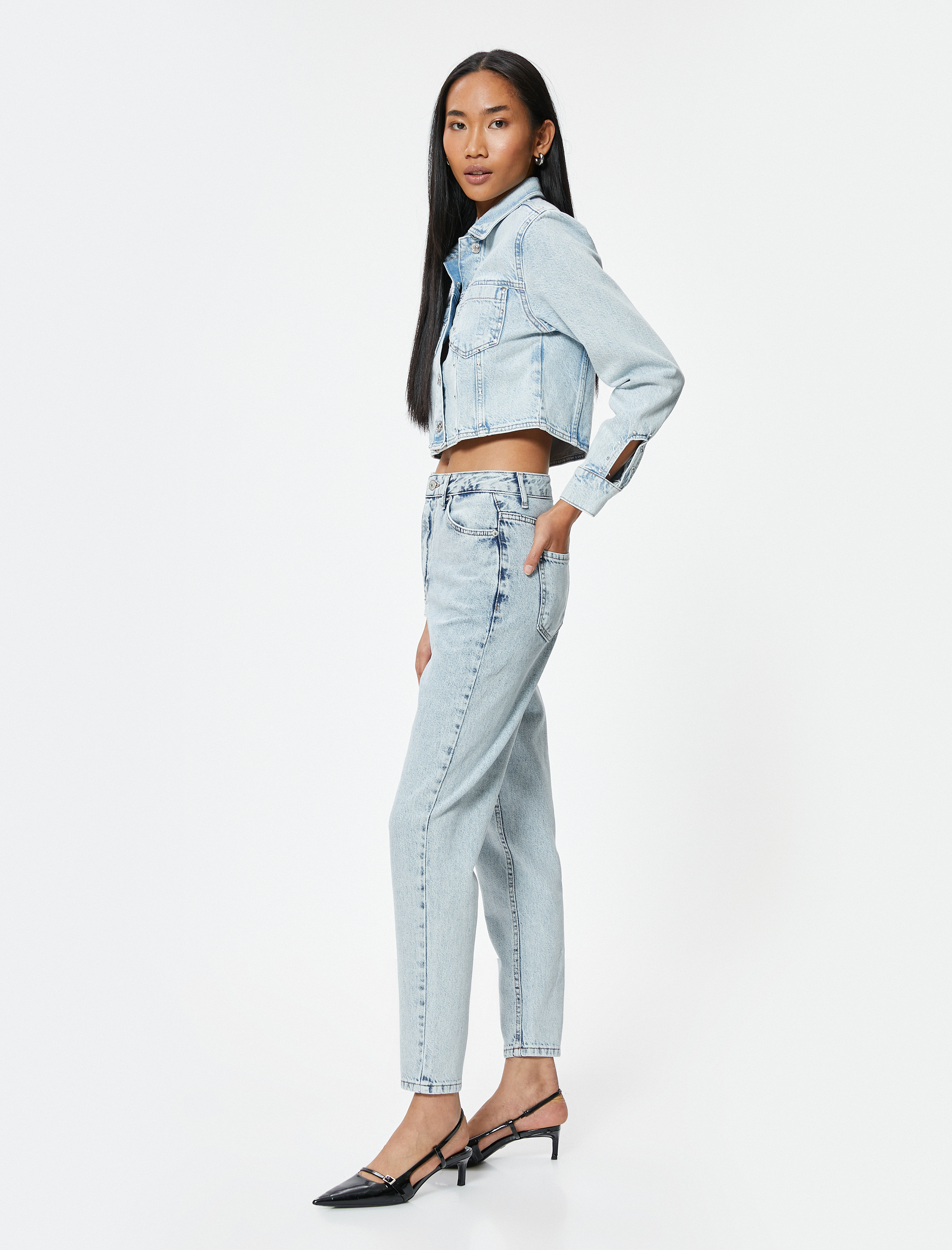 Yüksek Bel Kot Pantolon Crop Düz Paça - Mom Jean