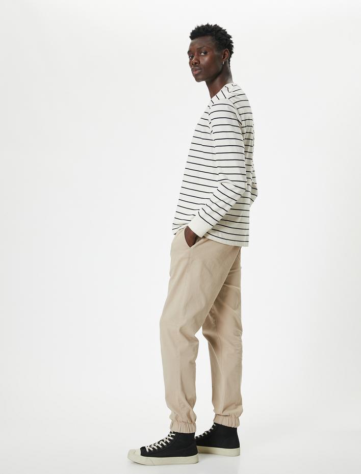  Jogger Pantolon Beli Bağcıklı Cep Detaylı Pamuklu