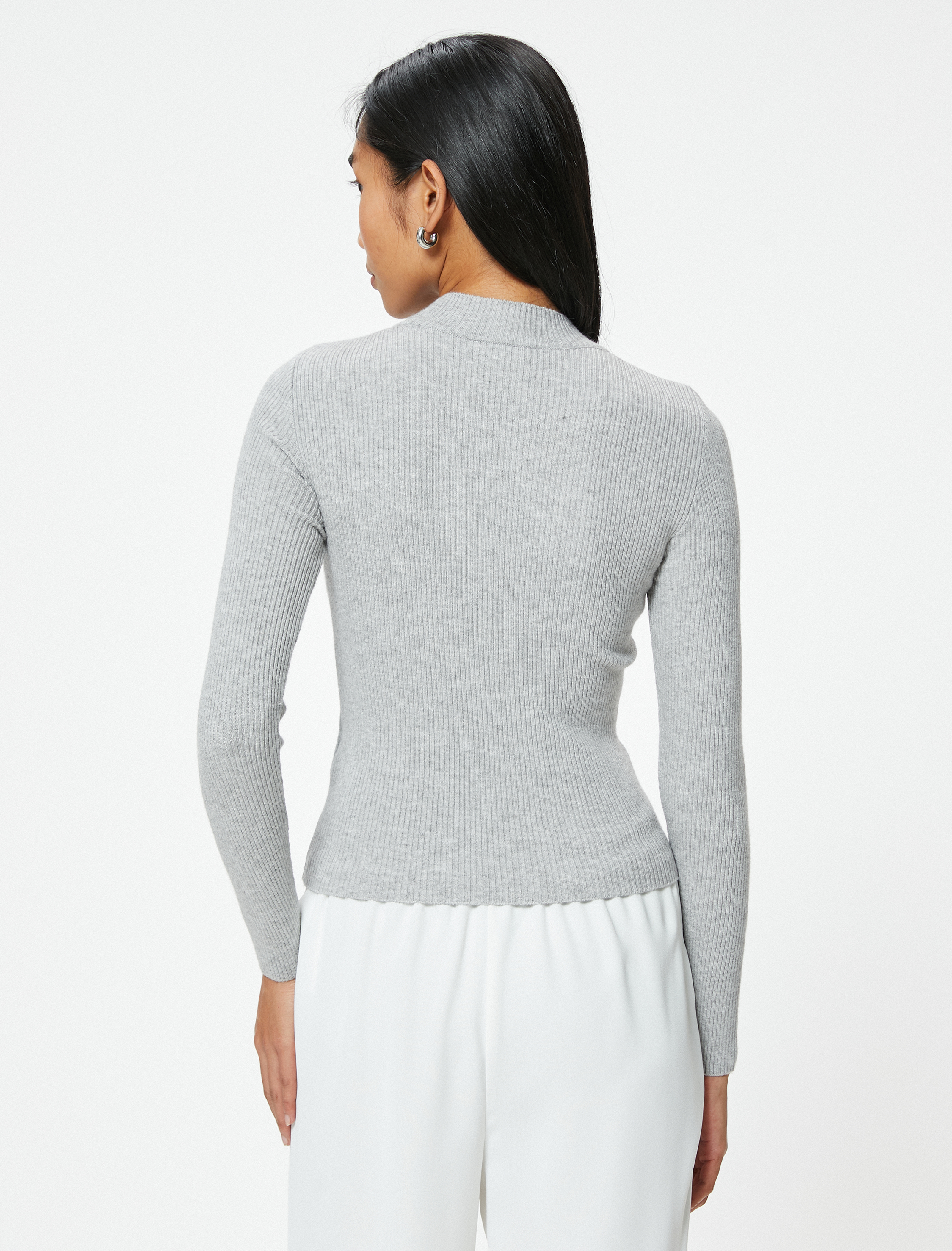   Basic Triko Kazak Hafif Dik Yaka Fitilli