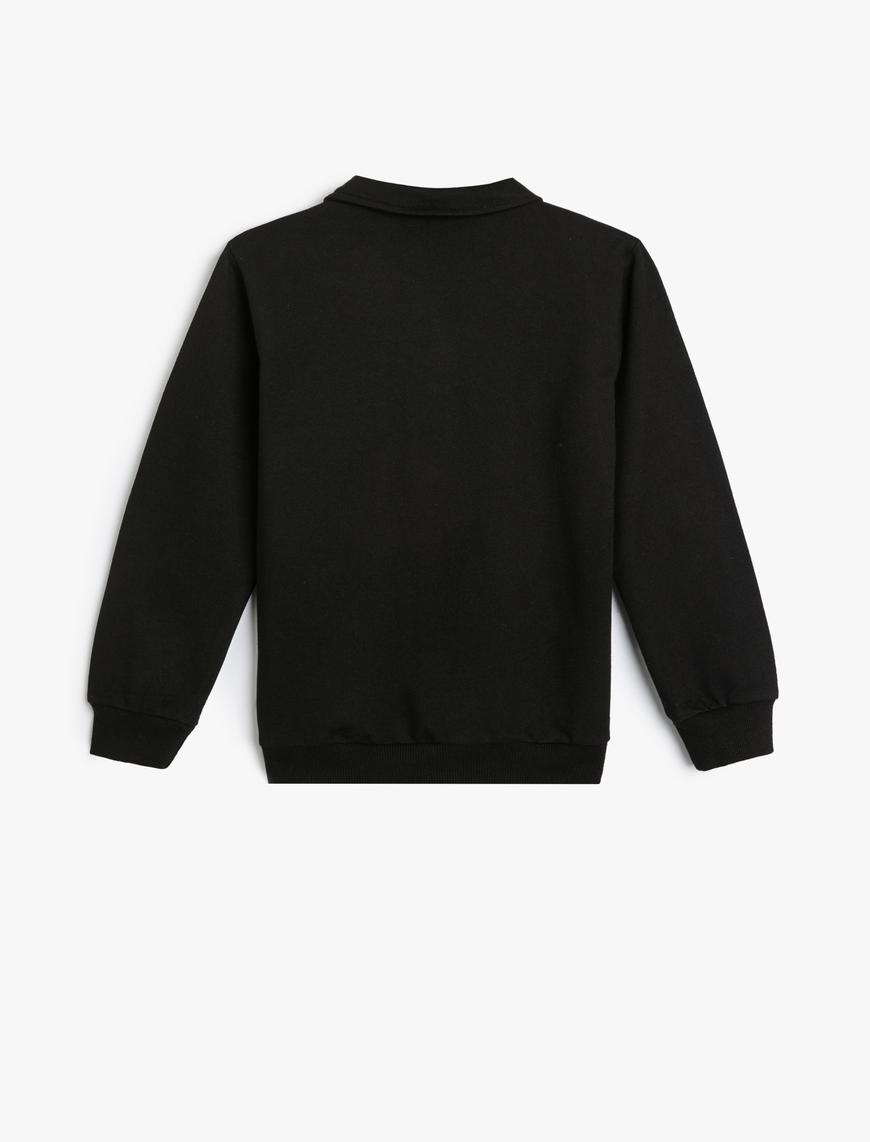  Erkek Çocuk Polo Yaka Okul Sweatshirt Uzun Kollu Pamuklu