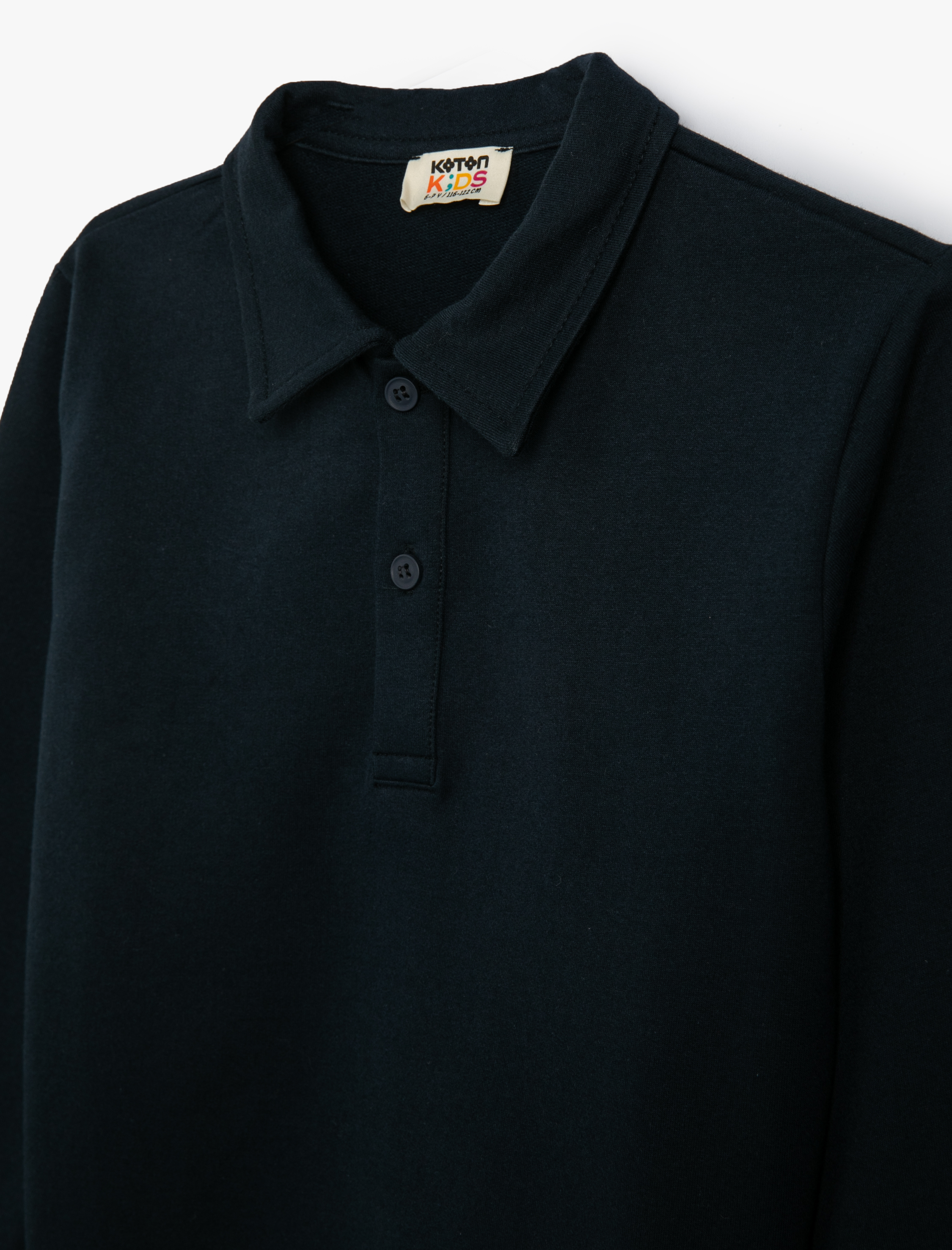  Erkek Çocuk Uzun Kollu Pamuklu Şardonlu Polo Yaka Sweatshirt