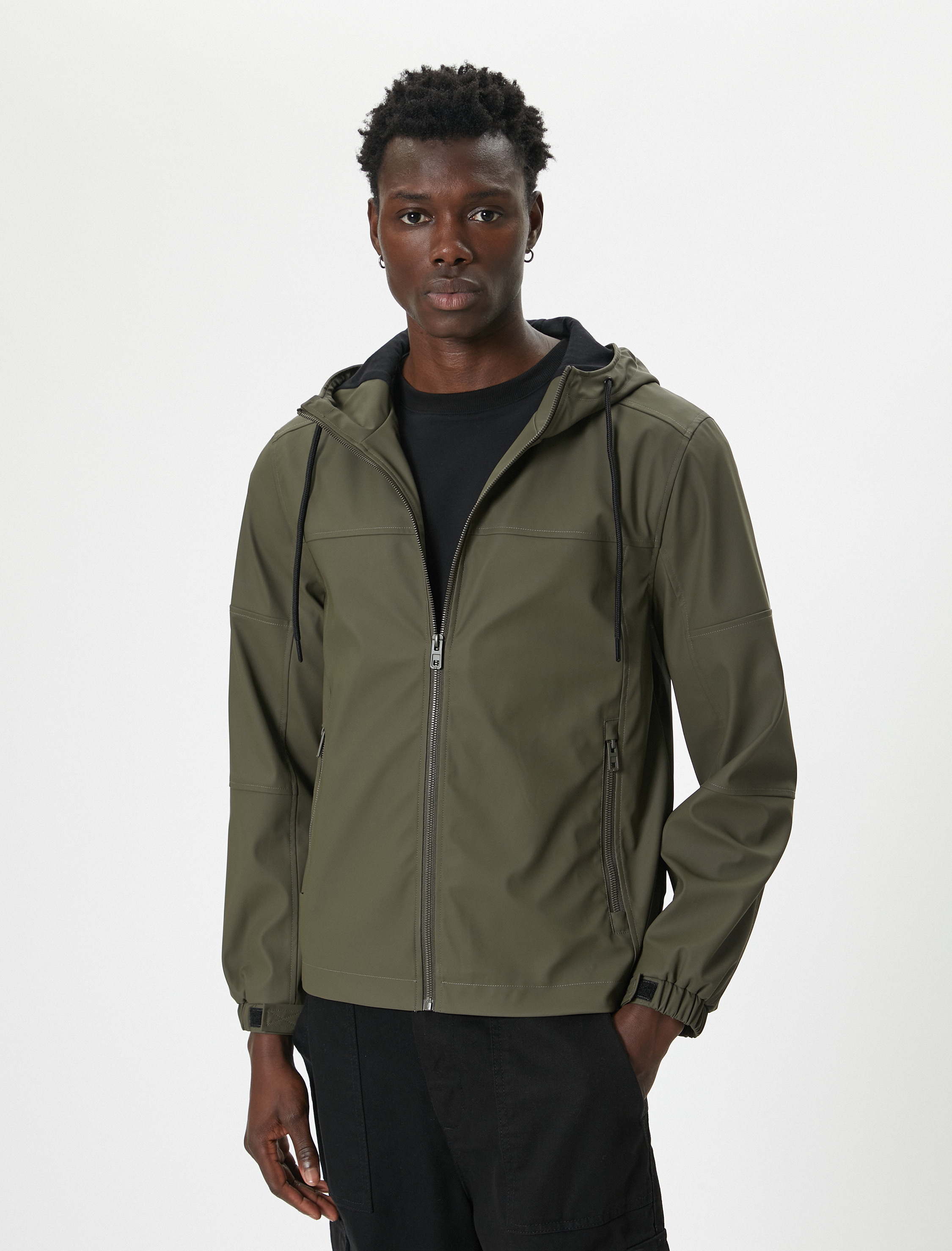 Mevsimlik Ceket Slim Fit Kapşonlu Fermuarlı