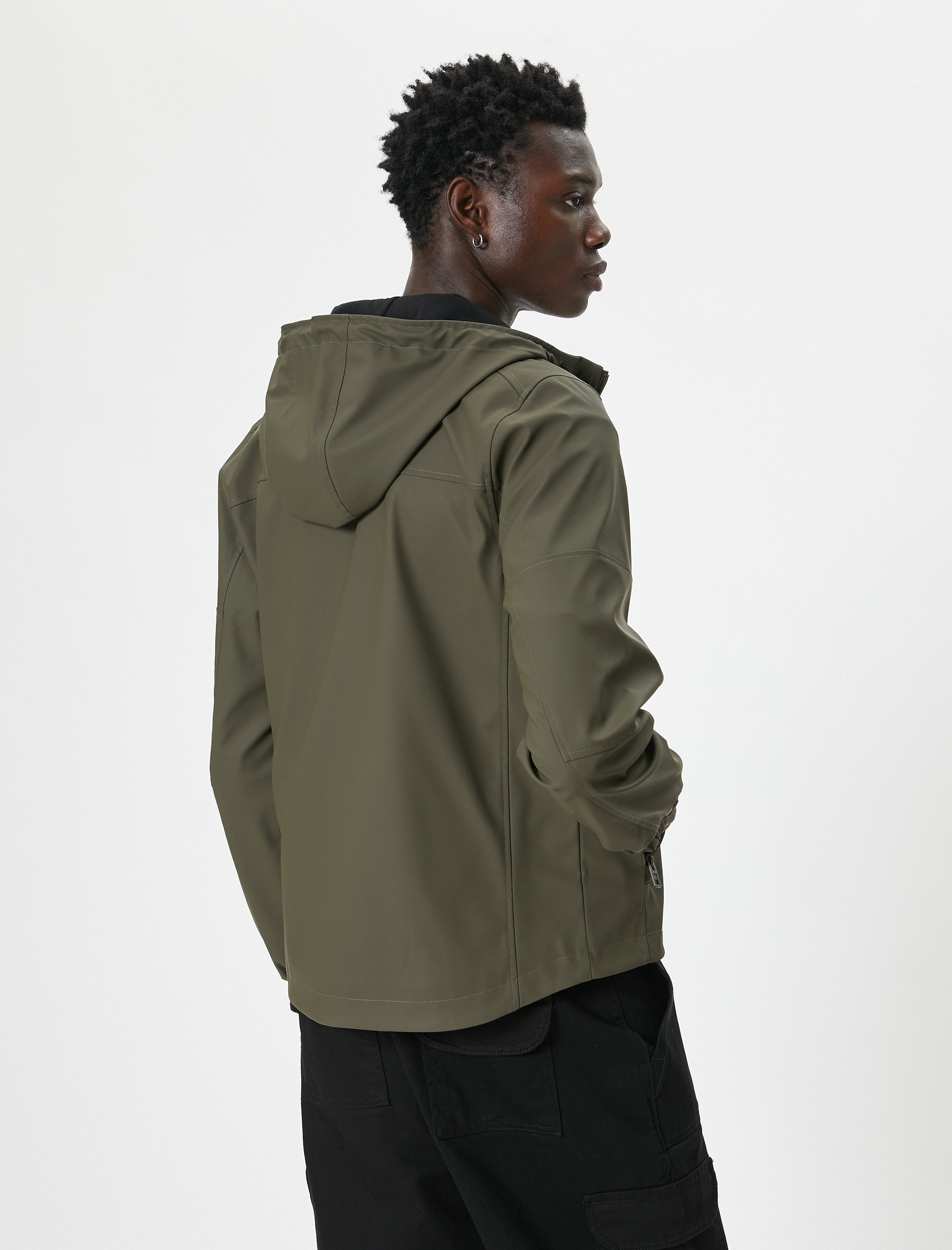 Mevsimlik Ceket Slim Fit Kapşonlu Fermuarlı