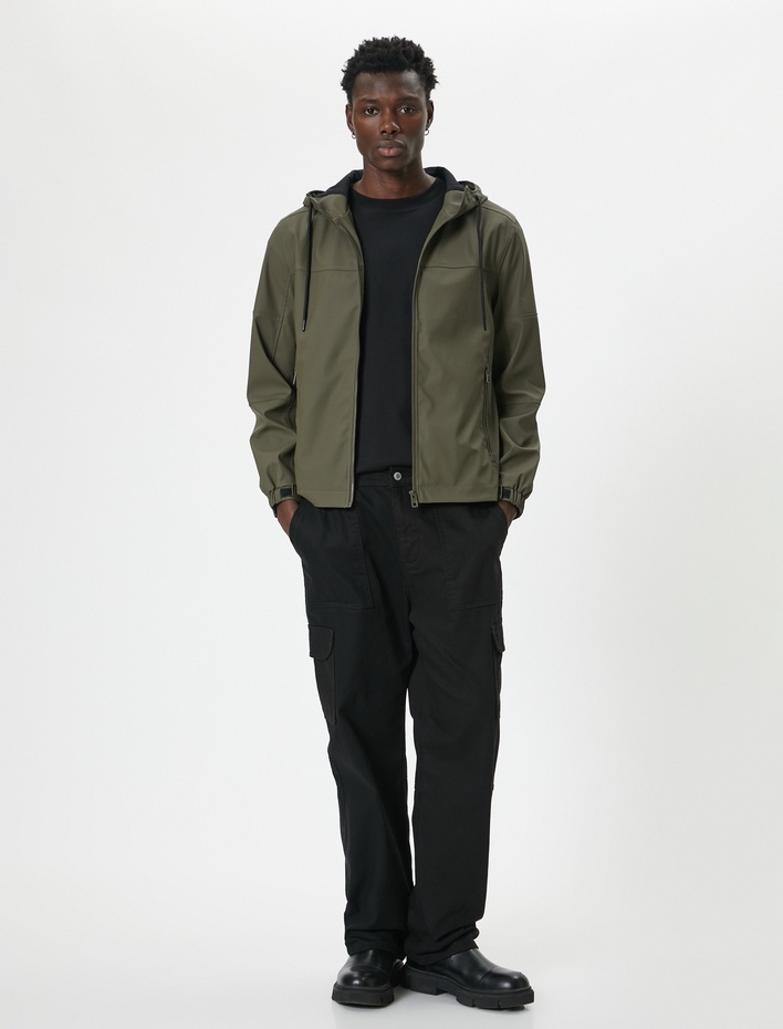  Mevsimlik Ceket Slim Fit Kapşonlu Fermuarlı