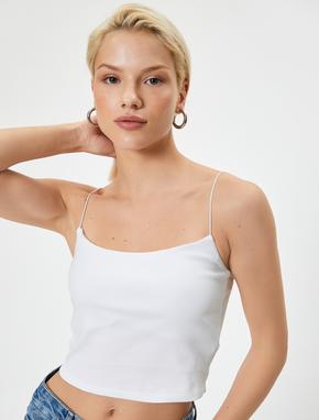 Basic İnce Askılı Crop Atlet Ribanalı Pamuklu