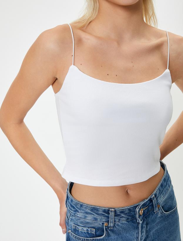 Basic İnce Askılı Crop Atlet Ribanalı Pamuklu_4