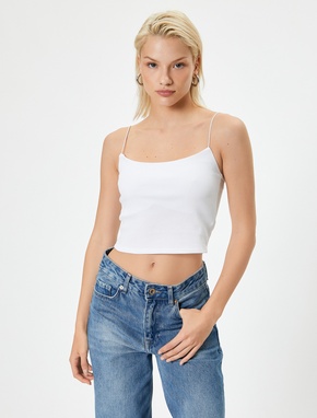 Basic İnce Askılı Crop Atlet Ribanalı Pamuklu_2