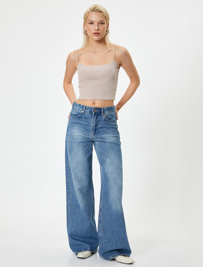  Basic İnce Askılı Crop Atlet Ribanalı Pamuklu