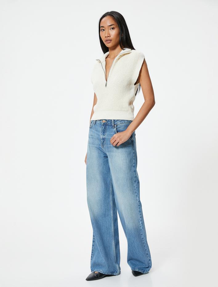  Fermuarlı Süveter Dik Yaka